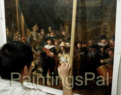 Oil painting process of The Night Watch by Rembrandt van Rijn Step 2