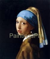 Aged & cracked process of Girl with a Pearl Earring by Vermeer Step 1 finished reproduction / get more famous portrait reproductions