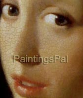 Aged & cracked process of Girl with a Pearl Earring by Vermeer Step 3 aged and cracked process in details