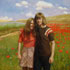 Portrait from photo sample #123 Couple (reproduction from old photo with a new landscape background)