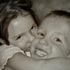 Portrait from photo sample #138 Brother and Younger Sister in black and white colour