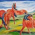Oil painting reproductions #133 Weidende Pferde III ( Grazing Horses), 1910 by Franz Marc and reproduced by PaintingsPal painter ZY Zhou