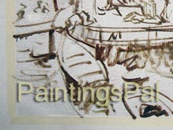 Zoom in of painting process step 1 - sketching