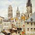 Oil painting reproductions #154 Rue De L'Epicerie In Rouen On a Gray Morning by Camille Pissarro (French, 1831-1903) and reproduced by PaintingsPal painter LB ZHU