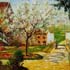 Oil painting reproductions #155 Plum trees In Flowers At Eragny by Camille Pissarro (French, 1831-1903) and reproduced by PaintingsPal painter LB ZHU
